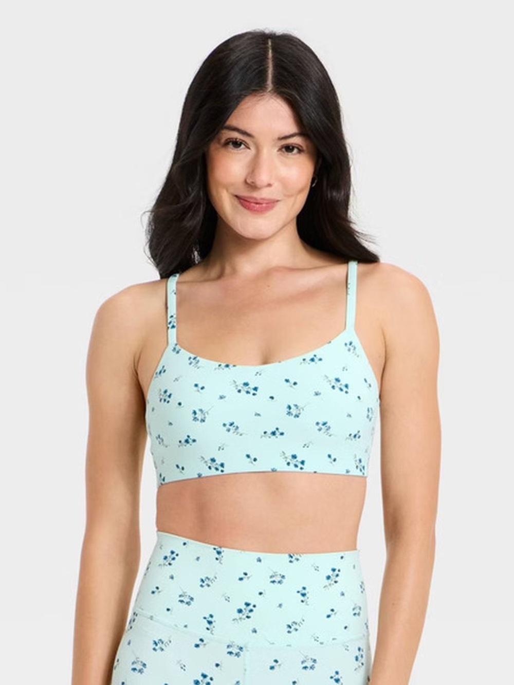 all in motion Mint Blue Floral Seamless Sports Bralette